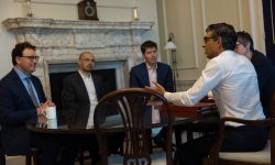 24/05/2023. London, United Kingdom. The Prime Minister Rishi Sunak meets with Demis Hassabis, CEO DeepMind, Dario Amodei, CEO Anthropic, and Sam Altman, CEO OpenAI, in 10 Downing Street. Picture by Simon Walker / No 10 Downing Street